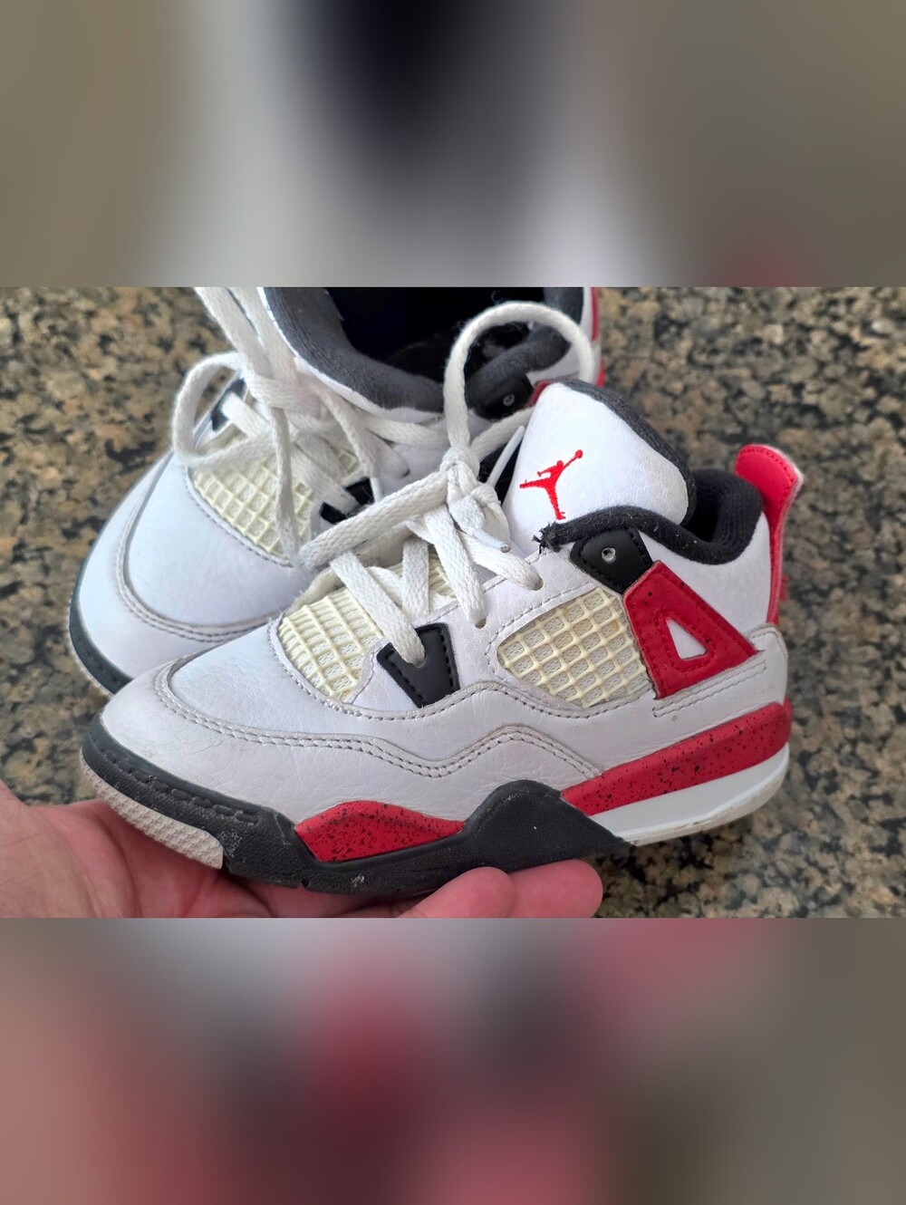 Jordan 4 Red Cement Toddler Size 9c BQ7670-161 Fire Red AJ4 Retro Baby rare